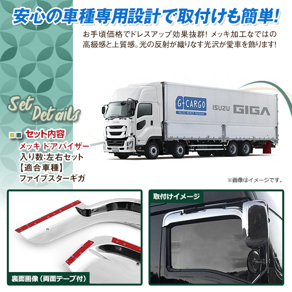 いすゞ 大型 ファイブスターギガ H27.11 メッキ ドア バイザー 左右セット 外装 トラック パーツ  デコトラ(外装)｜売買されたオークション情報、yahooの商品情報をアーカイブ公開 - オークファン（aucfan.com）